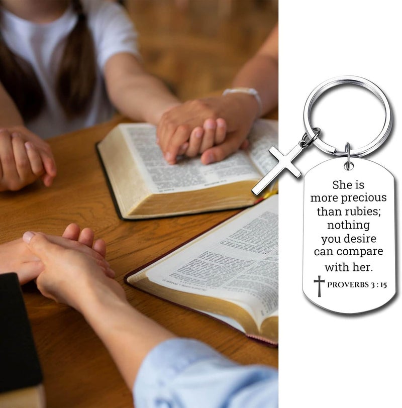 GiftYou Inspirational Scripture Metal Key Chains with Cross Pendant - Bible Verse Keychain Religious Gift for Christian - Image 4